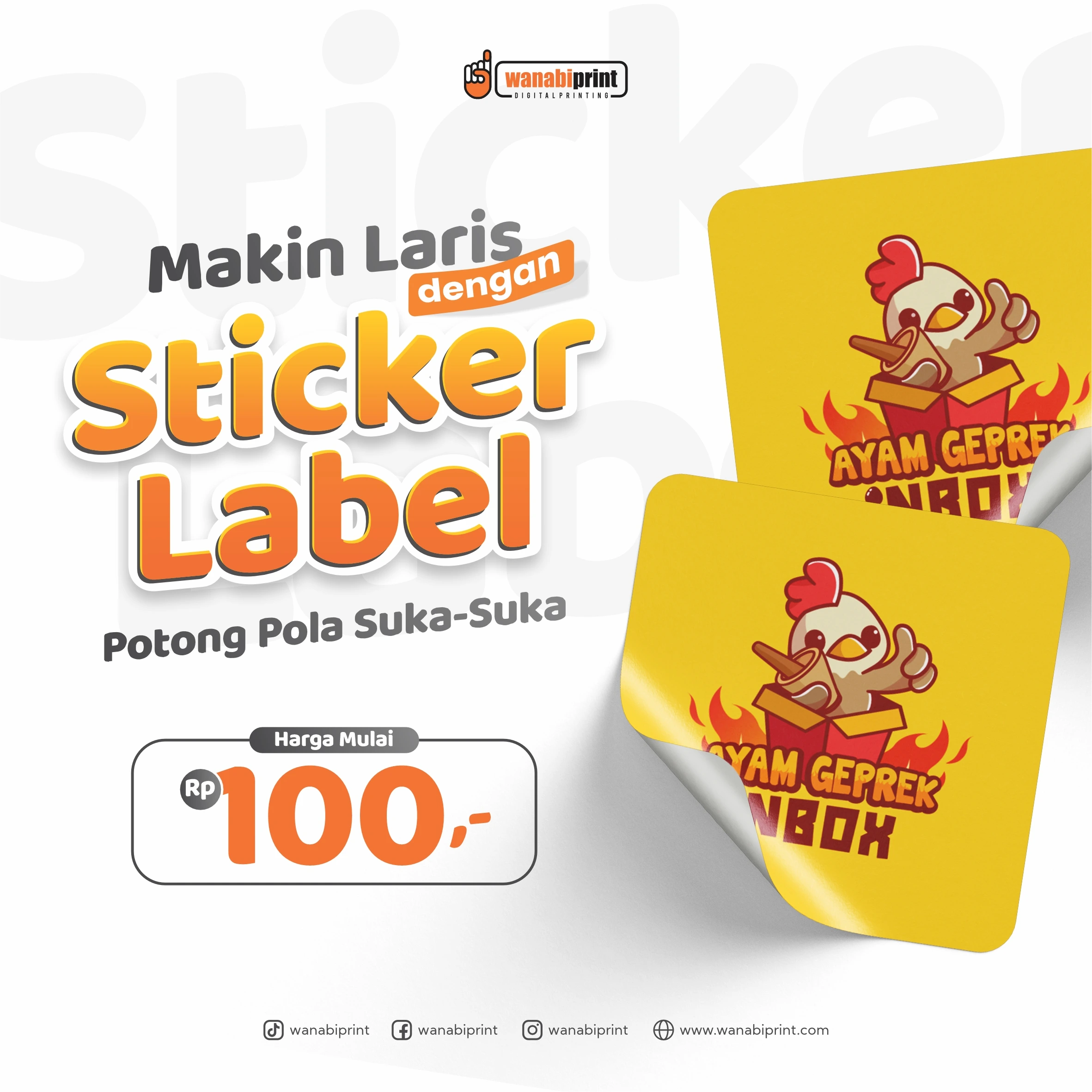 Stiker chromo 2 wanabiprint